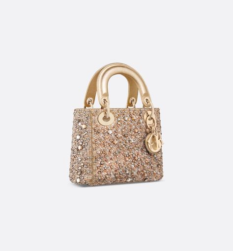 Cute Dior Bags, Dior Mini Lady Dior Bag, Lady Dior Art Bag, Gold Dior Bag, Dior Crystal Bag, Sattle Bag Dior, Lady Dior Gold Bag, Lady Dior Mini, Dior 2024