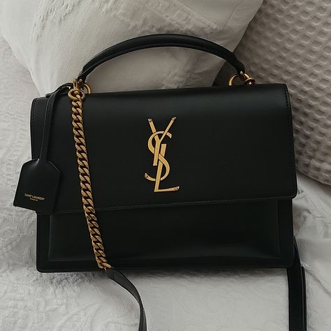 Authentic Ysl Sunset Medium Top Handle Bag With Detachable Strap And Gold/Brass Hardware. Excellent Condition. See Pictures For More Details On Dimensions. Keep 20% Poshmark Fees In Mind When Making An Offer. Affordable Luxury Bags, Sac Yves Saint Laurent, Bags Ysl, My Style Bags, Luxury Bags Collection, Saint Laurent Bags, Girly Bags, Yves Saint Laurent Bags, Purse Brands