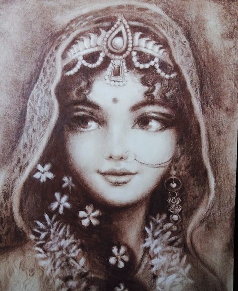 Radharani Vrindavan Krishna, Krishna Drawing, Peace Illustration, Hinduism Art, Vedic Art, Goddess Artwork, Krishna Photo, Radha Rani, Radha Krishna Art