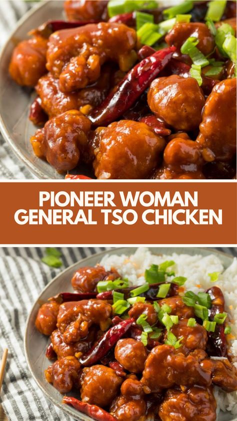 Pioneer Woman General Tso Chicken features a blend of chicken, soy sauce, ginger, garlic, and green onions. This recipe takes 75 minutes to make and serves 6 people. Chicken Soo Guy Recipe, Chicken Ginger Recipes, General Tso Chicken Sauce, General Tso Chicken Easy, Slow Cooker General Tso Chicken, Chicken Chinese Recipes, General Tso Sauce Recipe, Pioneer Woman Recipes Chicken, General Chicken Recipe