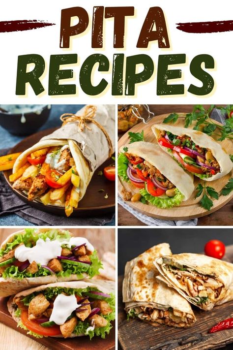 Healthy Pita Recipes, Pita Bread Fillings, Healthy Pita Bread, Chicken Pita Pockets, Pita Pocket Recipes, Greek Pita Bread, Pita Bread Sandwich, Pita Wrap, Greek Pita