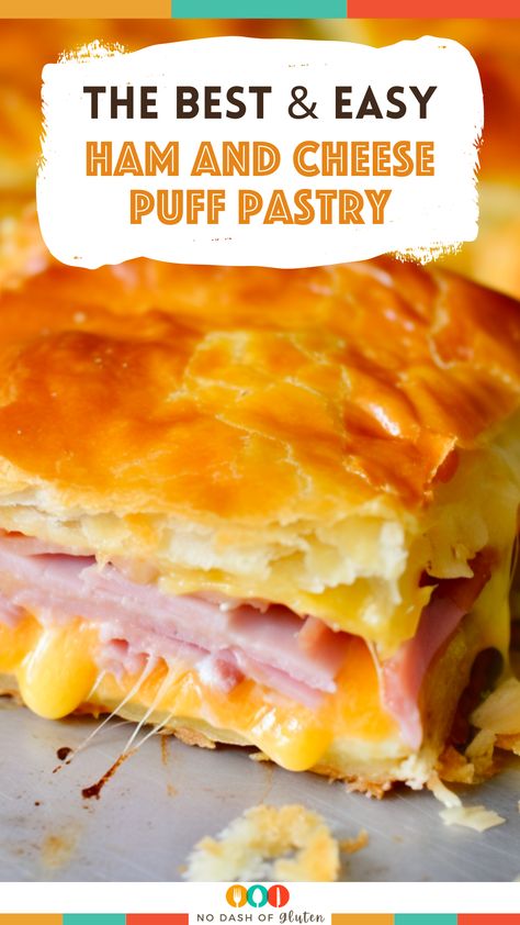 Dinner Recipe With Puff Pastry, Pastry Meals Dinners, Puff Pastry Freezer Meals, Ham Puff Pastry Recipes, Meat And Cheese Puff Pastry, Easy Puff Pastry Dinner Recipes, Puff Pastry Casserole Recipes, Pastry Puff Sandwiches, Puff Pastry Football Snacks