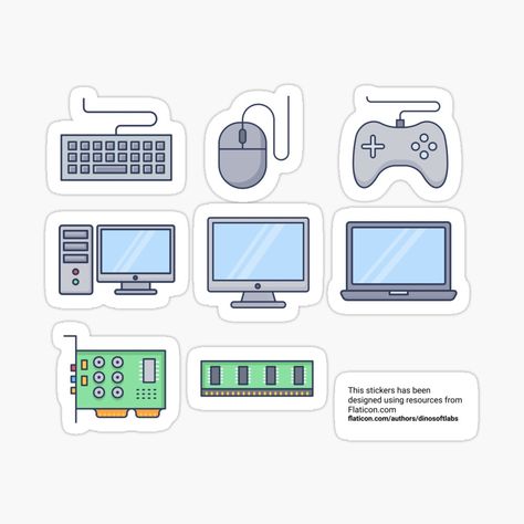 Cute Computer Aesthetic, Foto Computer Aesthetic, Ict Stickers, Computer Stickers Printable, Computer Icon Aesthetic, Computer Stickers Ideas, Computer Science Stickers, Technology Stickers, Computer Science Projects