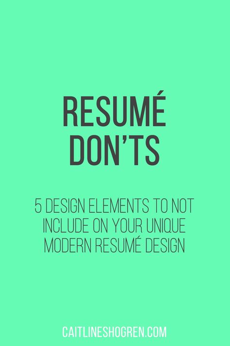 Do you know what design elements to include to make a unique, modern resume design? Here are 5 common elements I've seen on modern resume designs that you should NOT have on your resume. These 5 design elements present unprofessional and cluttered resumes. They can also be avoided on your resume design and placed elsewhere, like on your cover letter or job application. Create a unique, modern resume design by avoiding these 5 design elements. Ux Design Resume, Unique Resume Design Creative Cv Graphic Designers, Graphic Design Resumes, Cv Design Creative Unique, Graphic Design Resume Creative, Designer Resume Creative, Unique Resume Design, Resume Fonts, Creative Resume Design