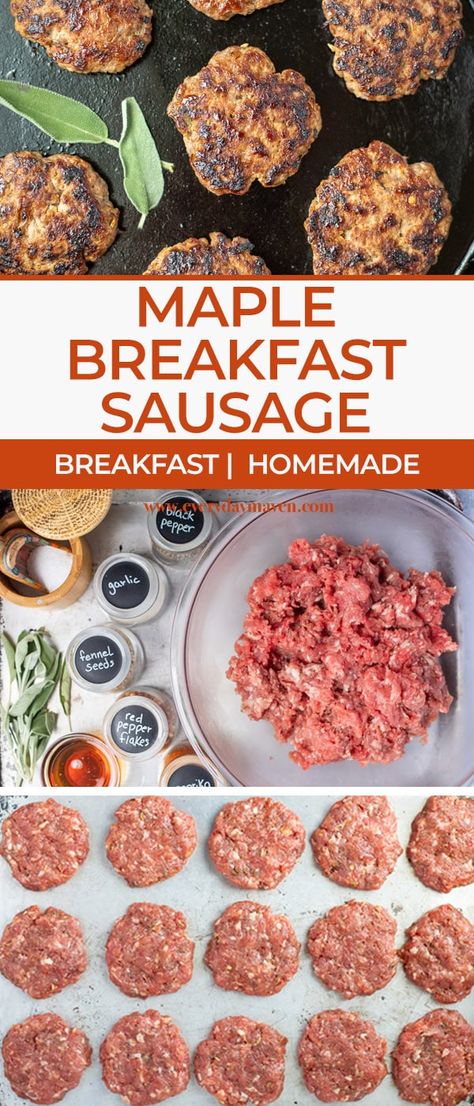 Recipes With Maple Sausage, Maple Breakfast Sausage, Venison Sausage Recipes, Homemade Breakfast Sausage Recipe, Maple Breakfast, Beef Sausage Recipes, Breakfast Sausage Seasoning, Sausage Spices, Sausage Making Recipes