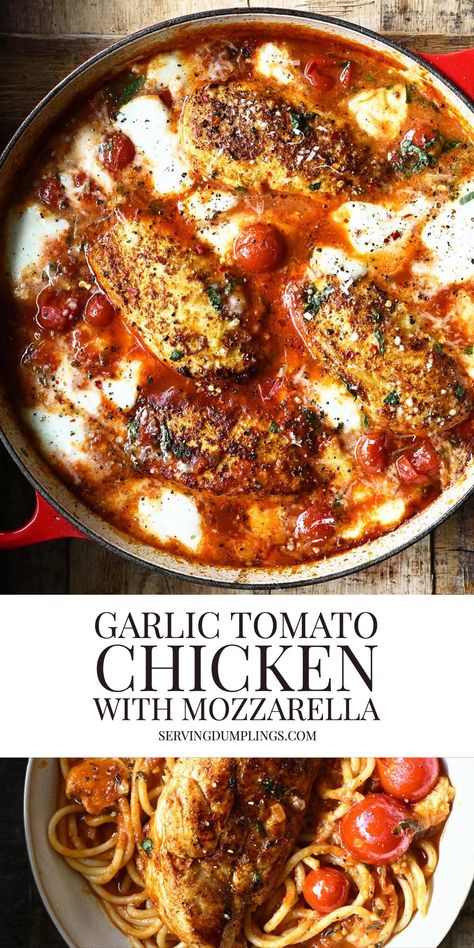 Chicken With Mozzarella, Stovetop Chicken, Tomato Chicken, Mozzarella Chicken, Thigh Recipes, Tender Chicken, Chicken Dishes Recipes, Mediterranean Diet Recipes, Idee Pasto Sano