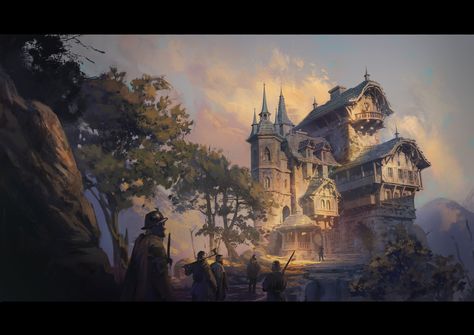 The manor, Yvan Jeanmonod on ArtStation at https://www.artstation.com/artwork/18GvG2 Fantasy Manor, The Art Showcase, Fantasy Town, Art Showcase, Around The World In 80 Days, Fantasy Homes, Fantasy House, Fantasy City, Fantasy Story