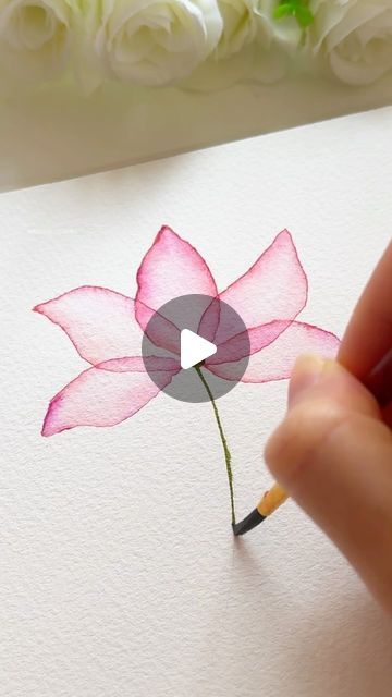 Watercolour Drawing For Beginners, Abstract Watercolor Flowers Simple, Painting With Ink And Water, Simple Watercolour Flower, How To Paint Watercolour Flowers, Simple Flower Watercolor Paintings, Water Colouring Painting, How To Blend Watercolors, Watercolour Simple Painting