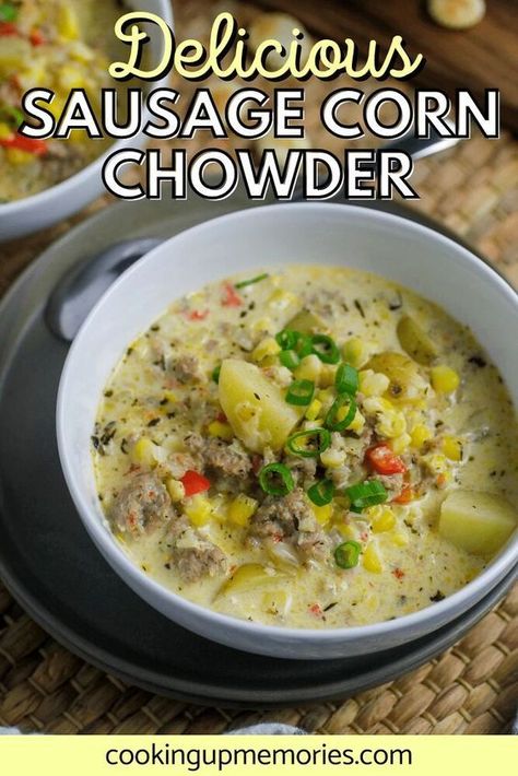 Broccoli Chowder, Sausage Corn Chowder Recipe, Sausage Corn Chowder, Cajun Sausage Pasta, Summer Corn Chowder, Creamy Cajun Pasta, Sausage Broccoli, Garlic Cheddar, Cajun Sausage