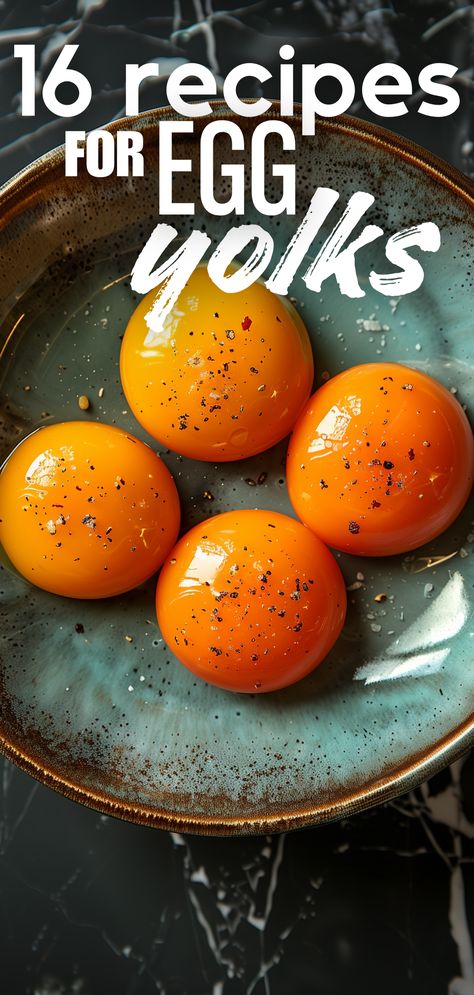 A close up overhead view of a bowl with 4 egg yolks. Recipes With Just Egg Yolks, Leftover Egg Yolks Recipes, Yolk Recipes, Egg Yolk Uses, Egg Yolk Recipes, Egg Yoke, Egg Recipes For Dinner, Cured Egg, Homemade Egg Noodles