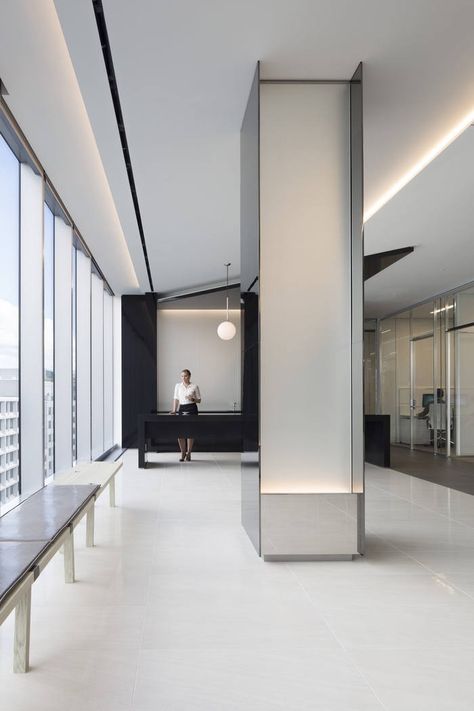 Bracewell Offices - Washington D.C. - 4 Wall Pillar Design, Modern Pillar Design, Pillar Design Interior Modern, Column Design Interior, Pillar Design Interior, Column Decoration Ideas, Round Pillar Design, Modern Column, Column Ideas