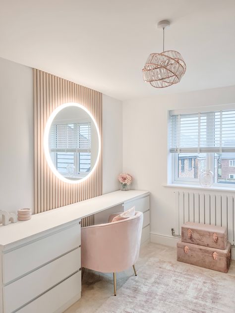 Dressing Room Makeover! Spare Room Dressing Room Ideas, Dressing Table Ideas Bedroom, New Dressing Table, Ikea Dressing Room, Built In Dressing Table, Girls Dressing Room, Ikea Malm Drawers, Ikea Dressing Table, Ikea Malm Dressing Table