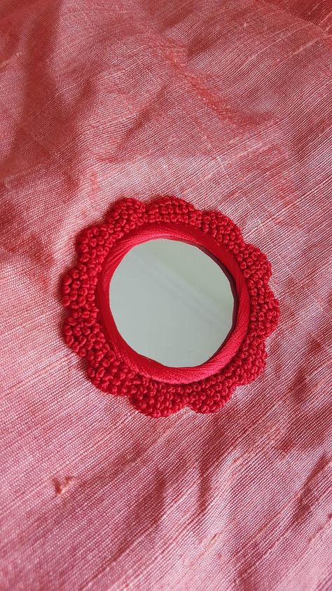 Round Mirror Work, Mirror Embroidery Design, Embroidery Mirror Work, Embroidery Mirror, Kutch Work Designs, Diy Fabric Jewellery, Mirror Embroidery, Halloween Party Ideas, Diy Embroidery Designs