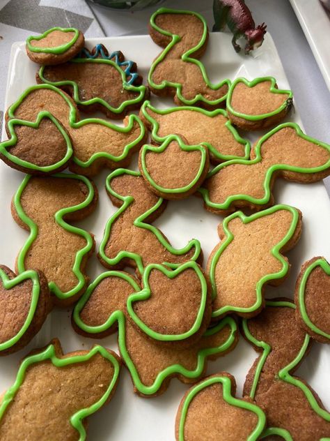 Diy Dinosaur Cookies, Dinosaur Cutout Cookies, Dinosaur Egg Cookies, Dino Fossil Cookies, Fossil Cookies Dinosaur, Dinosaur Cookies, Dinosaur Party, Third Birthday, Gingerbread Cookies