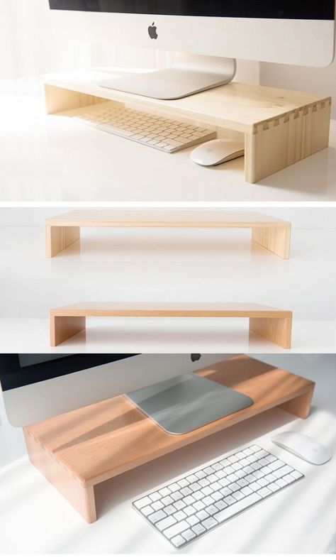 Desk Monitor Stand Diy, Wooden Laptop Desk, Desk For Monitor, Laptop Stand For Desk Diy, Laptop Stand Desk, Desk Laptop Stand, Wooden Laptop Stand For Desk, Desk Monitor Riser, Wood Monitor Riser