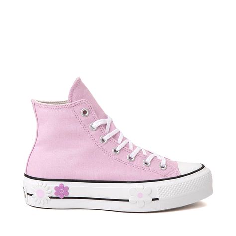 Womens Converse Chuck Taylor All Star Hi Lift Platform Floral Sneaker - Stardust Lilac Cute High Top Platform Converse, Preppy Converse, Converse Cheap, Pink Platform Converse, Fun Converse, All Star Aesthetic, Allstar Converse, Cool Converse, Cute Converse Shoes