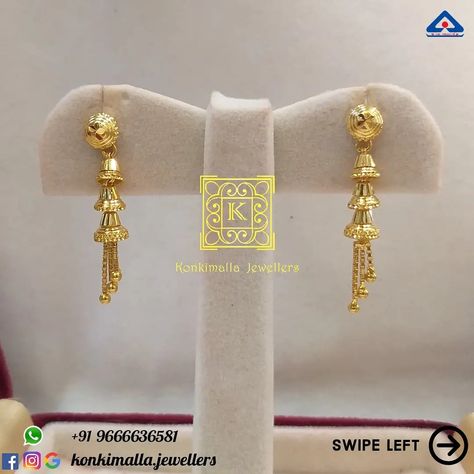 Ear Rings New Designs Gold, 4grams Gold Earrings, Eyerings Gold Design, Ear Rings For Women In Gold, 4 Grams Gold Ear Rings, 2 Grams Gold Earrings Designs, Hanging Earrings Gold, Thali Chain, Chemistry Basics