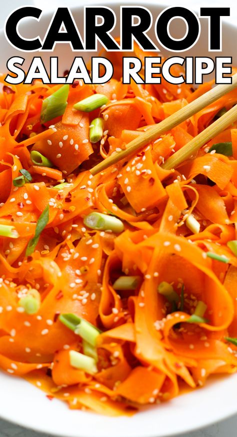 Easy Carrot Salad with Asian Dressing - Sims Home Kitchen Easy Carrot Salad, Main Dish Salad Recipes, Sims Home, Healthy Lunch Salad, Vegetable Side Dishes Healthy, Carrot Salad Recipes, Asian Dressing, Lunch Salad, Pasta Side Dishes