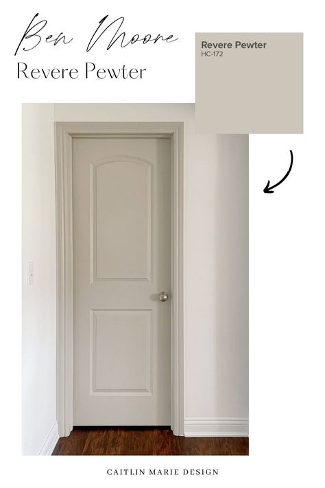 Doors And Trim Same Color As Walls, Benjamin Moore Hazy Skies Cabinets, Color Bedroom Doors, Door Painting Ideas Interior, Transitional Wall Colors, Trim And Interior Door Colors, Painted Door And Trim Same Color, Different Door Colors Interior, Creamy Interior Paint Colors