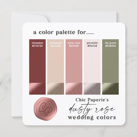 Dusty Rose Wine & Blush Wedding Color Palette Card Old Rose Color Palette Wedding, Dusty Rose And Sage Color Palettes, Dusty Rose Pallet, Color Palette Wedding Invitation, Blush Wedding Pallet, Blush Pink Wedding Color Palette, Dusty Rose Colour Palette, Old Rose Wedding Motif, Desert Rose Wedding Colors