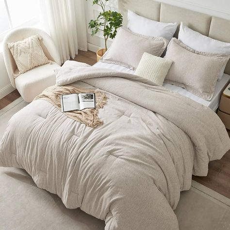 Amazon.com: CozyLux King Size Comforter Set - 3 Pieces Sage Green Soft Luxury Cationic Dyeing Bedding Comforter for All Season, Breathable Lightweight Fluffy Boho Bed Sets with 1 Comforter and 2 Pillow Shams : Home & Kitchen Bed Set Comforter, Guest Room Ideas Grey Bed, Bedding Set King, Bedding For Cream Headboard, King Size Bedding Ideas Neutral, Simple Bedding Comforters, California King Bed Comforter, Modern Farmhouse Master Bedding, Beige Linen Comforter Bedroom