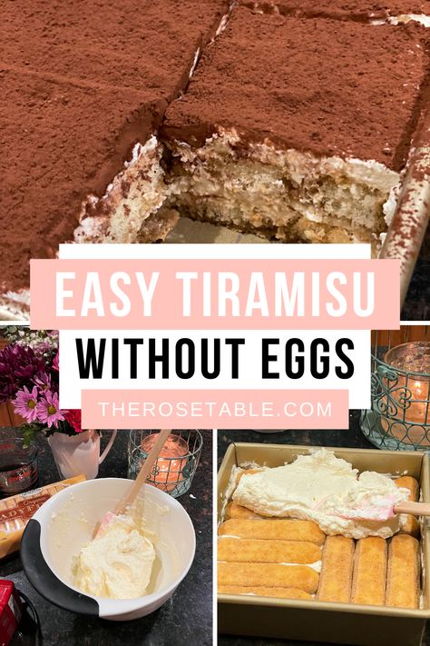 The easiest tiramisu recipe! No eggs. Make ahead - it gets better the longer it sits! Best Tiramisu Recipe Without Eggs, Tiramisu No Eggs Recipe, No Egg Tiramisu, Tiramisu No Coffee, Tiramisu No Egg, No Egg Tiramisu Recipe, Tiramisu Without Eggs, Tiramisu Recipe Without Eggs, Best Tiramisu Recipe