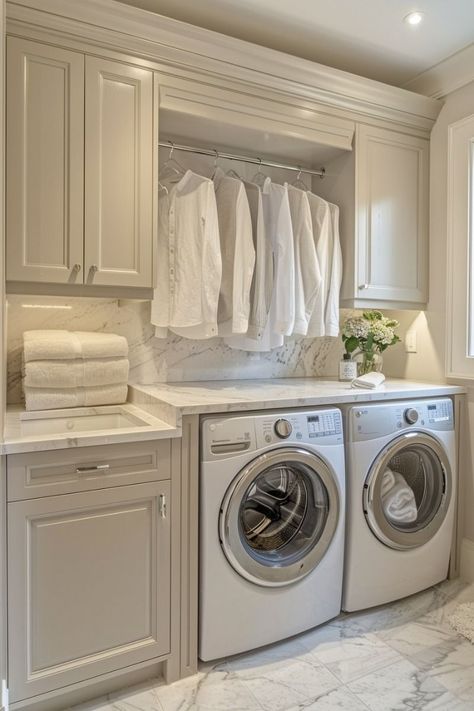 Interior Design Laundry, Laundry Room Cabinet Ideas, Elegant Laundry Room, Landry Room, Laundry Room/mud Room, Pantry Laundry Room, Pantry Laundry, Dream Laundry Room, White Laundry