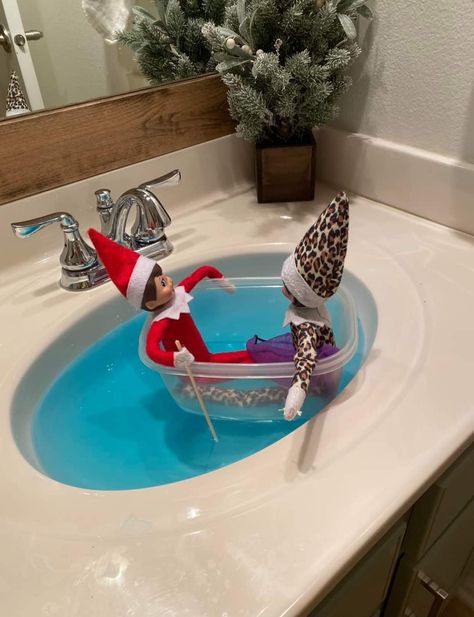 Elf On Shelf Frozen Ideas, Elf Exit Ideas, Elf And Reindeer Ideas, Lazy Elf On The Shelf Ideas Funny, Elf Funny Ideas, Easy Elf Idea, December 1st Elf On The Shelf, Elf On The Shelf House Ideas, Elves Were Back