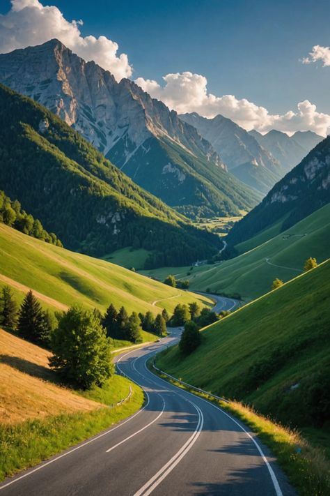 The Most Scenic Road Trips in Slovakia You Need to Take! Landscape Ideas Mountain, Mountain Scape, Serene Landscape, Mountains In Summer, Mountain Drive, Mountain Road, Driving In Mountains, Hills And Mountains, Valleys And Mountains