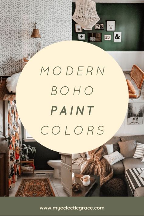 One blogger with a modern boho house shares all the paint colors she used to pull together her eclectic home! Modern Boho Paint Colors, Modern Boho House, Boho Colorful Living Room, Boho Paint Colors, Modern Boho Living Room, Colourful Living Room Decor, Boho Interior Design, Colourful Living Room, Room Paint Colors