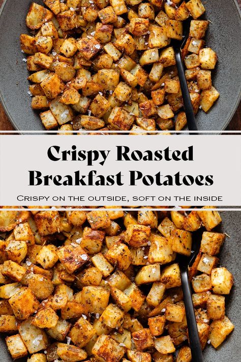 Try these Crispy Breakfast Potatoes for breakfast with eggs, roasted vegetables, or anything else you like! They also make a great side for lunch or dinner. These potatoes are crispy on the outside but still soft and fluffy on the inside. Flavorful, a little spicy, and delicious with anything you serve them with. Whole 30 Breakfast Potatoes, Essen, Amigurumi Patterns, Diced Breakfast Potatoes In Oven, Potato Cubes Breakfast, Baked Breakfast Potatoes Oven, Breakfast Red Potatoes Skillet, Red Potato Recipes Breakfast, Pancake Sides Breakfast