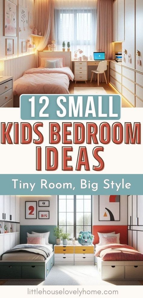 12 Small Kids Bedroom Ideas That Put The FUN in Functional 2 Beds In A Small Room Ideas, 6 Year Boy Old Bedroom Ideas, Kids Bedroom For 3 Children, Kids Bedroom Layout Floor Plans, Kid Bed House, Kids Box Room Ideas, L Shaped Kids Beds Shared Rooms, Under Loft Bed Ideas Kids Boys, Two Beds In One Room Ideas Kids