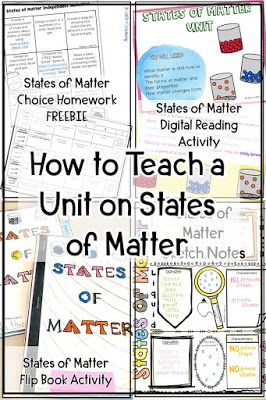 How to Teach a Unit on States of Matter - Teaching Muse Free States Of Matter Printables, Solid Liquid Gas Activities, States Of Matter Activities, Changing States Of Matter, Phases Of Matter, Science Matter, Matter Lessons, Matter Unit, Matter Activities