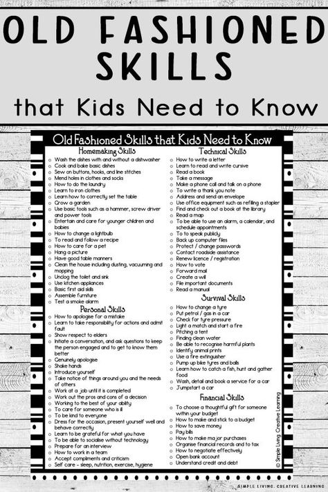 80+ Old Fashioned Skills that Kids Need to Know