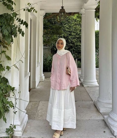 Modest Outfits Muslim, Outfits Muslim, White Skirt Outfits, Hijab Fashion Summer, Estilo Hijab, Stile Hijab, Modesty Outfits, Cute Modest Outfits, Muslim Outfits Casual