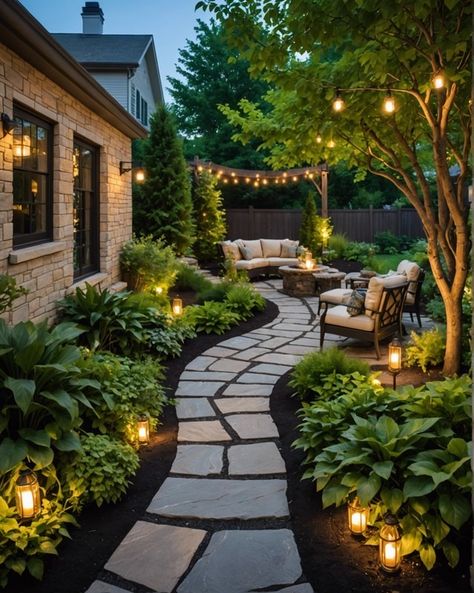 20 Large Backyard Layout Ideas For Spacious Outdoor Living - Toolz Geek Large Back Garden Design, Landscaping Along Patio, Long Yard Ideas Backyards, Outdoor Porches Ideas, Landscaping Large Backyard, Patio In The Woods, Outdoor Hardscape Ideas, Hardscapes For Backyard, Side Yard Ideas Between Houses