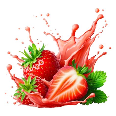 Youtube Avatar, Illustration Strawberry, Strawberry Png, Chic Illustration, Fruit Splash, Strawberry Drinks, Poster Idea, Seni Dan Kraf, Graphic Design Elements