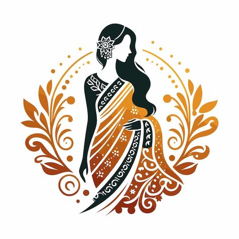 Vector saree with women figure clothing ... | Premium Vector #Freepik #vector #woman #fashion #beauty #boutique Clothing Fashion Logo, Saree Brand Logo, Boutique Logo Design Women, Saree Logo Design, Clothing Logo Design Creative, Women Logo Design Ideas, Fashion Logo Design Ideas, Fashion Designer Logo, Fashion Boutique Logo