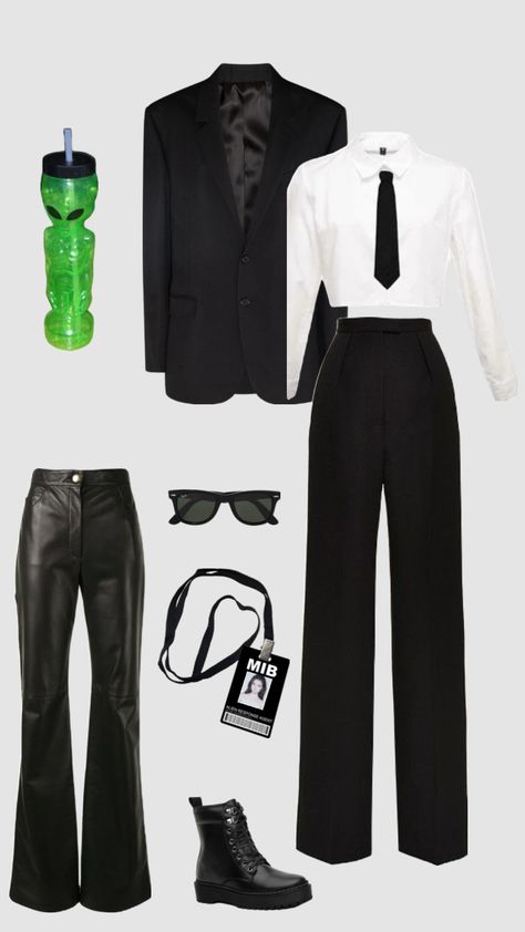 costume MIB - ANNA VERSION👽 Men In Black Costume Ideas, Mundane Halloween, Tim Burton Costumes, Detective Outfit, Black Halloween Costumes, Halloween Duos, Spirit Week Outfits, Dog Clothes Diy, Pretty Halloween Costumes