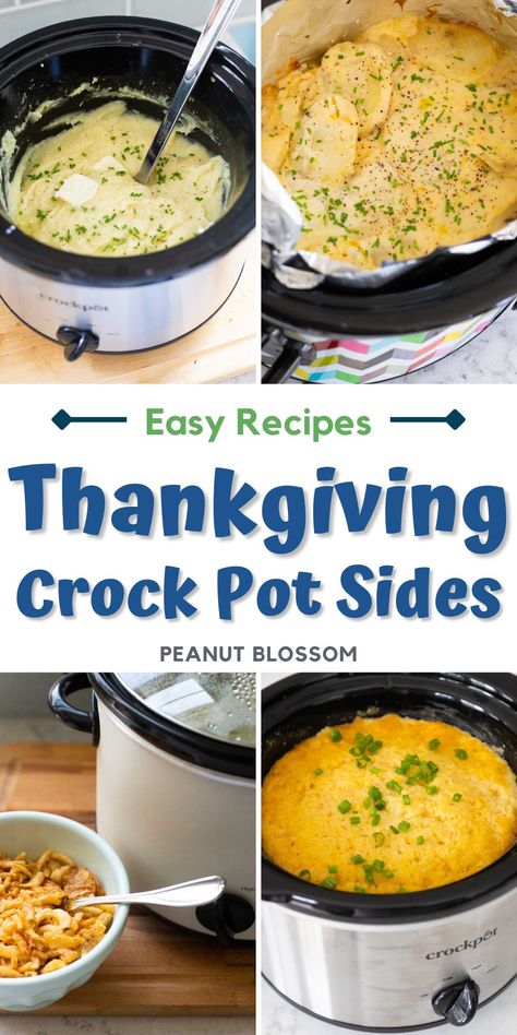 Save so much room in your oven when you make these easy Crockpot Thanksgiving sides. They'll keep warm on the buffet table for hours and are a hands-off way to make most of your holiday side dishes including potatoes, stuffing, green beans, and more! Crock Pot Thanksgiving Recipes, Crock Pot Thanksgiving, Crockpot Thanksgiving, Crock Pot Food, Easy Thanksgiving Recipes, Thanksgiving Dishes, Crockpot Dishes, Thanksgiving Sides, Crock Pot Slow Cooker