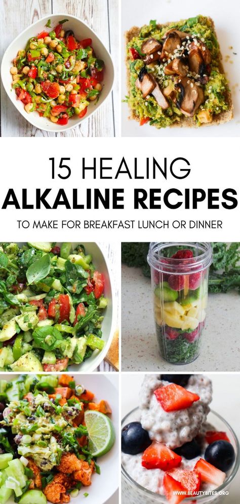 Healthy alkaline diet recipes to enjoy for a more alkaline diet! Including alkaline recipes for dinner, lunch and breakfast, vegan alkaline diet recipes and some alkaline recipes with meat and fish. #to #Nutrition #and #Diet #FitLife #of #Comprehensive #Wellness #A #the #NutritionTips #Guide #Unlocking #HealthyLiving #and #Power #Health Recipes With Meat, Alkaline Breakfast, Alkaline Diet Plan, Alkaline Diet Recipes, Alkaline Recipes, Balanced Meal Plan, Anti Inflammation Recipes, Breakfast Vegan, Vegan Lunch Recipes