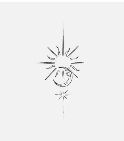 Line Sun Tattoo Design, Luna Eclipse Tattoo, Pretty Sun And Moon Tattoos, Moon N Sun Tattoo, Mystic Sun Tattoo, Sun N Moon Tattoo Design, Sun And Moon Lower Back Tattoo, Sun And Snow Tattoo, Sun And Crescent Moon Tattoo