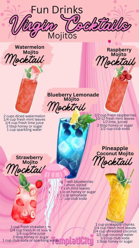 Get this FREE Pin Template (or one similar) 1) Click once to go to my site 2) Scroll to template 3) Click button under image 4) Access editable template on Canva.com #summermocktails #fundrinksnonalcoholic #partydrinksnonalcoholic #easymocktailrecipes #nonalcoholicdrinks #mocktails #nonalcoholicdrinkrecipes #drinkrecipes #virgendrinkrecipes #healthydrinkrecipes #Barista�sBest Fun Drinks Nonalcoholic, Drinks Nonalcoholic, Bartender Drinks Recipes, Superfood Smoothies, Easy Mocktail Recipes, Fun Drink Recipe, Iced Drinks Recipes, Pretty Alcoholic Drinks, Homemade Cookbook