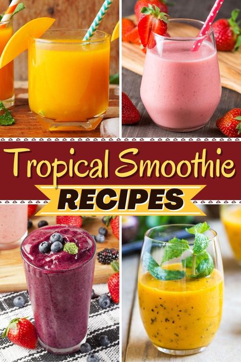 Rum Smoothie Recipes, Tropical Blend Smoothie Recipes, Caribbean Smoothie Recipes, Emerald City Smoothie Recipes Copycat, Tropical Smoothie Sunrise Sunset Recipe, Copycat Smoothie Recipes, Smoothie Recipes Tropical Smoothie Cafe, Tropical Smoothie Cafe Recipes Food, Tropical Smoothie Cafe Recipes Copycat Paradise Point