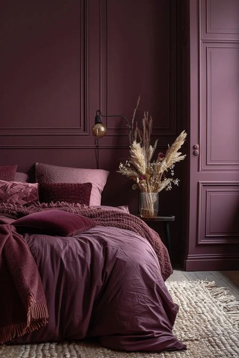 Maroon Bedroom, Plum Bedroom, Mauve Bedroom, Burgundy Room, Burgundy Bedroom, Purple Bedrooms, Purple Bedroom, Dark Bedroom, Purple Rooms