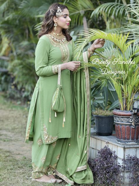 Light Green Punjabi Suit, Latest Colour Combinations In Suits 2023, Pista Colour Dress, Pista Colour Combination, Green Punjabi Suit, Boutique Punjabi Suits Party Wear, Pista Colour, Oktoberfest Hair, Green Suit Women