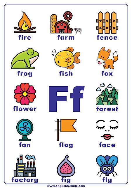 Printable Alphabet Posters for Every Letter Letter F Words And Pictures, F Words For Kids, Letter F Activity For Preschoolers, A Words For Preschool, Letter F For Preschoolers, Worksheet Letter F, F For, F Coloring Pages, Letter F Worksheet