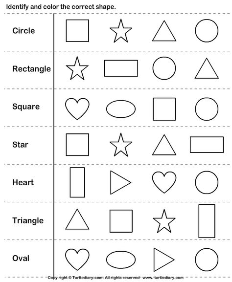 Download and print Turtle Diary's Identify and Color the Shape worksheet. Our large collection of math worksheets are a great study tool for all ages. Shape Worksheets For Preschool, Worksheet Kindergarten, Shapes Worksheet Kindergarten, Shape Coloring Pages, Shapes Kindergarten, English Activities For Kids, Preschool Math Worksheets, Free Preschool Worksheets, Kids Worksheets Preschool