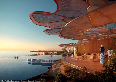 Red Sea Project, Resort Architecture, Cool Tree Houses, Sea Resort, Hotel Concept, Hotel Plan, Foster Partners, Sea House, Structural Design