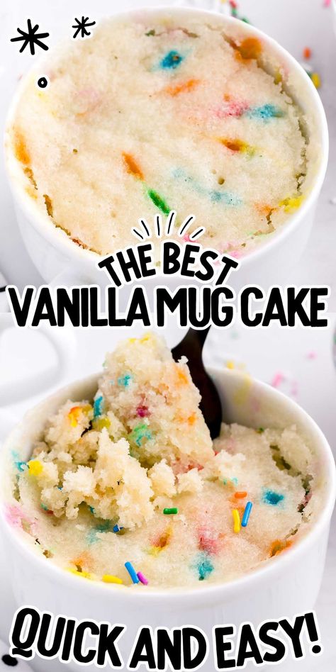 Vanilla Cake In A Cup Microwave, Personal Desserts Single, Mug Cakes Microwave Vanilla, Diy Mug Cake Recipes, Simple Cake In A Cup Recipe, Easy Vanilla Mug Cake Recipes, Mug Cake Vanilla Easy, Single Serve Vanilla Cake, Microwave Desserts In A Mug